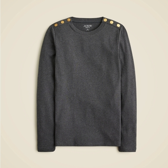 J. Crew Tops - J. Crew Dark Gray Long Sleeve Top with Gold Accents